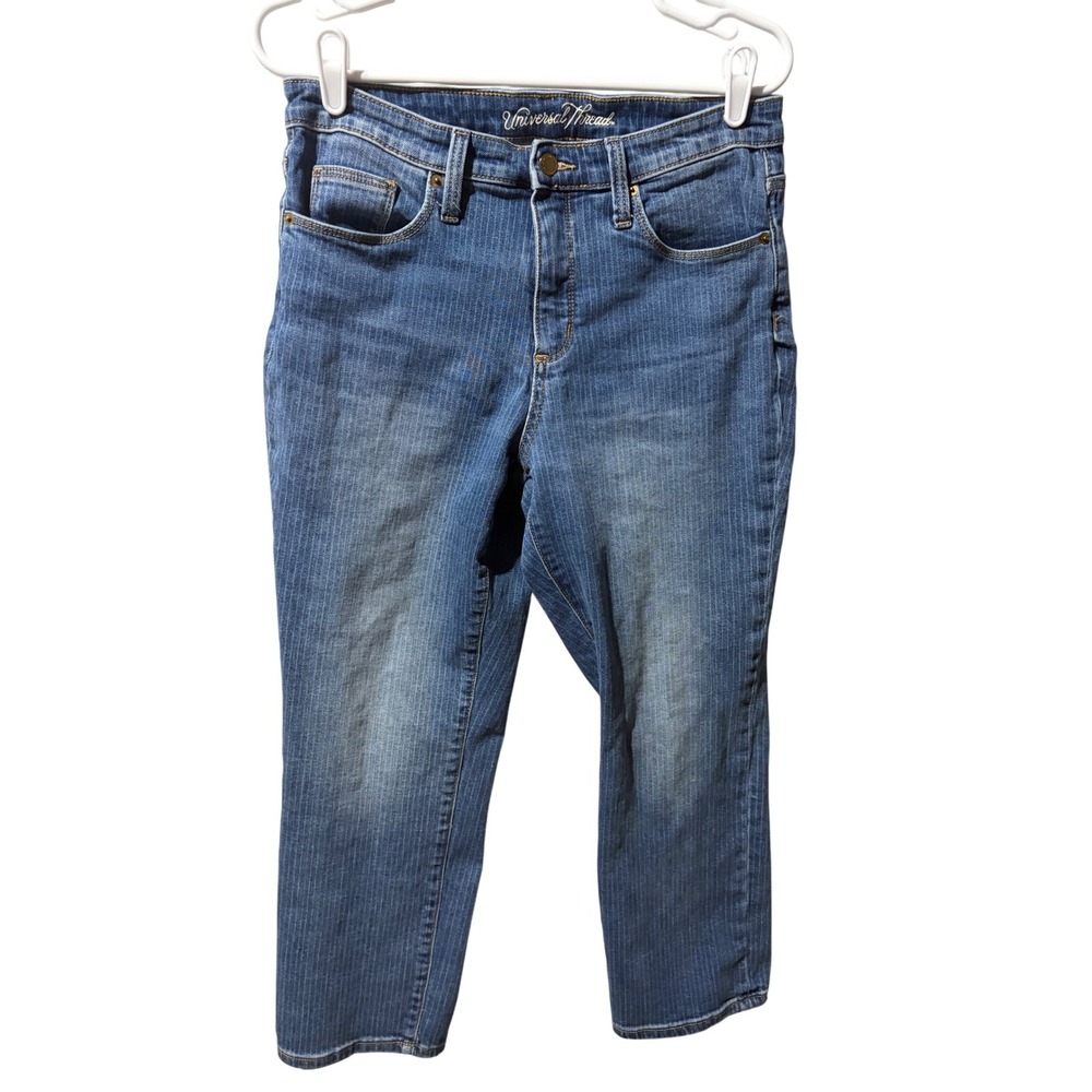 Universal Thread Womens Jeans Size 10 30 Blue Pinstripe High Rise Cropped